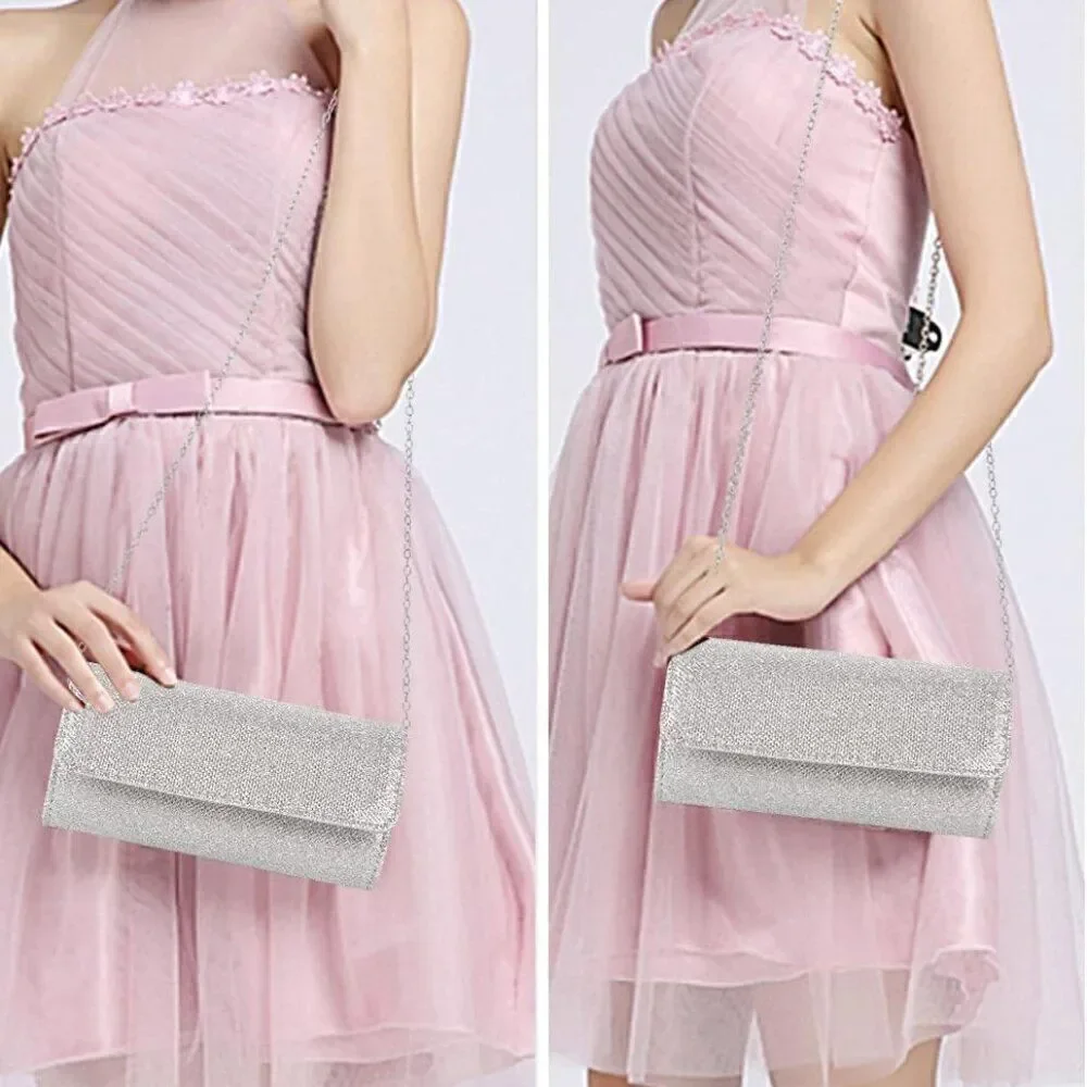 3 in 1 Sparkling Gold Evening Bag Clutch Purses for Women